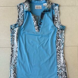 EP Pro Blue and Black Snake Print Sleeveless Polo Size XS